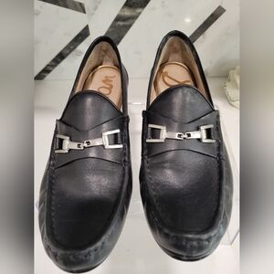 Sam Edelman Black Loafers with Silver Buckle